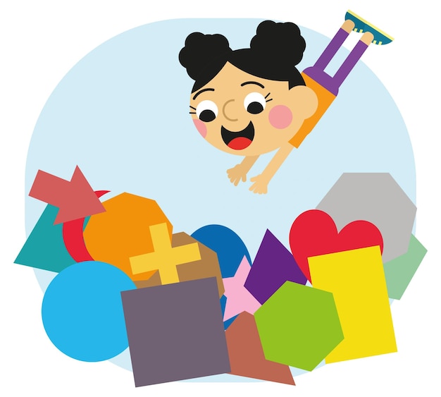 Cute kid vector illustration on the theme of shapes for kids