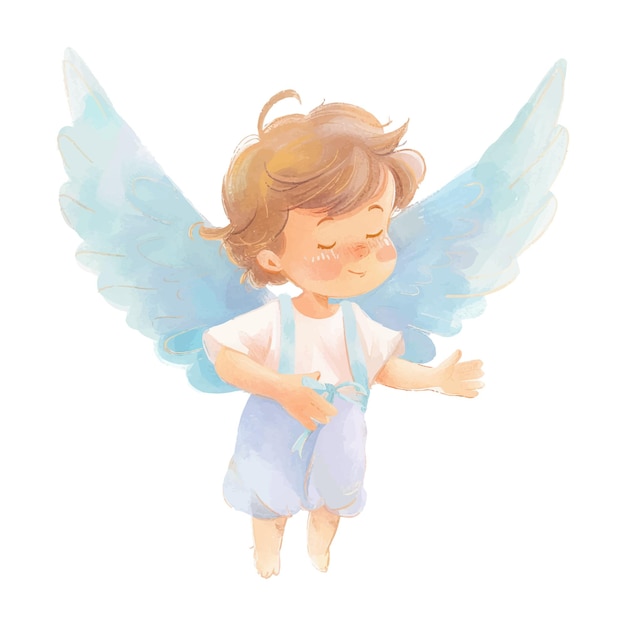 Vector cute kid wearing angle wing 13