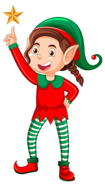 Vector cute kid wearing elf costume cartoon