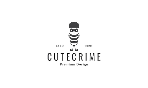 Vector cute kids cartoon crime logo symbol icon vector graphic design illustration