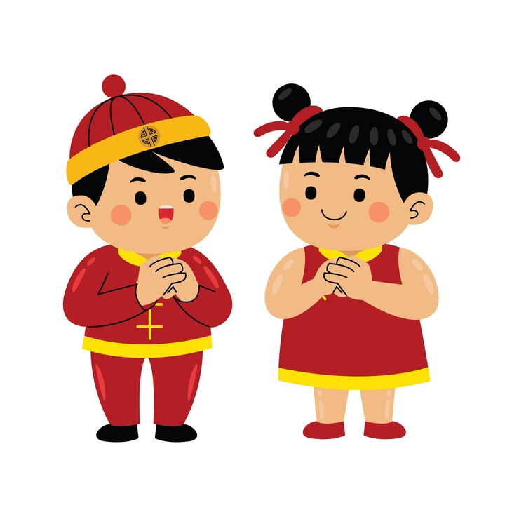 중국 신년 을 축하 하는 귀여운 아이 들