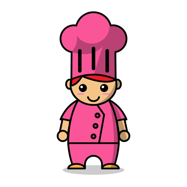 Vector cute kids chef. cartoon mascot character in dynamic position. male and female chefs.