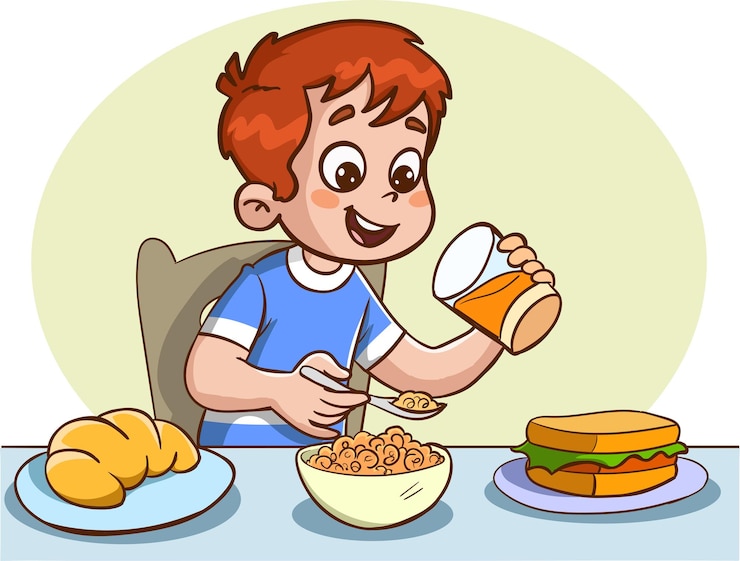 Vector 漫画のベクトルを食べるかわいい子供たち