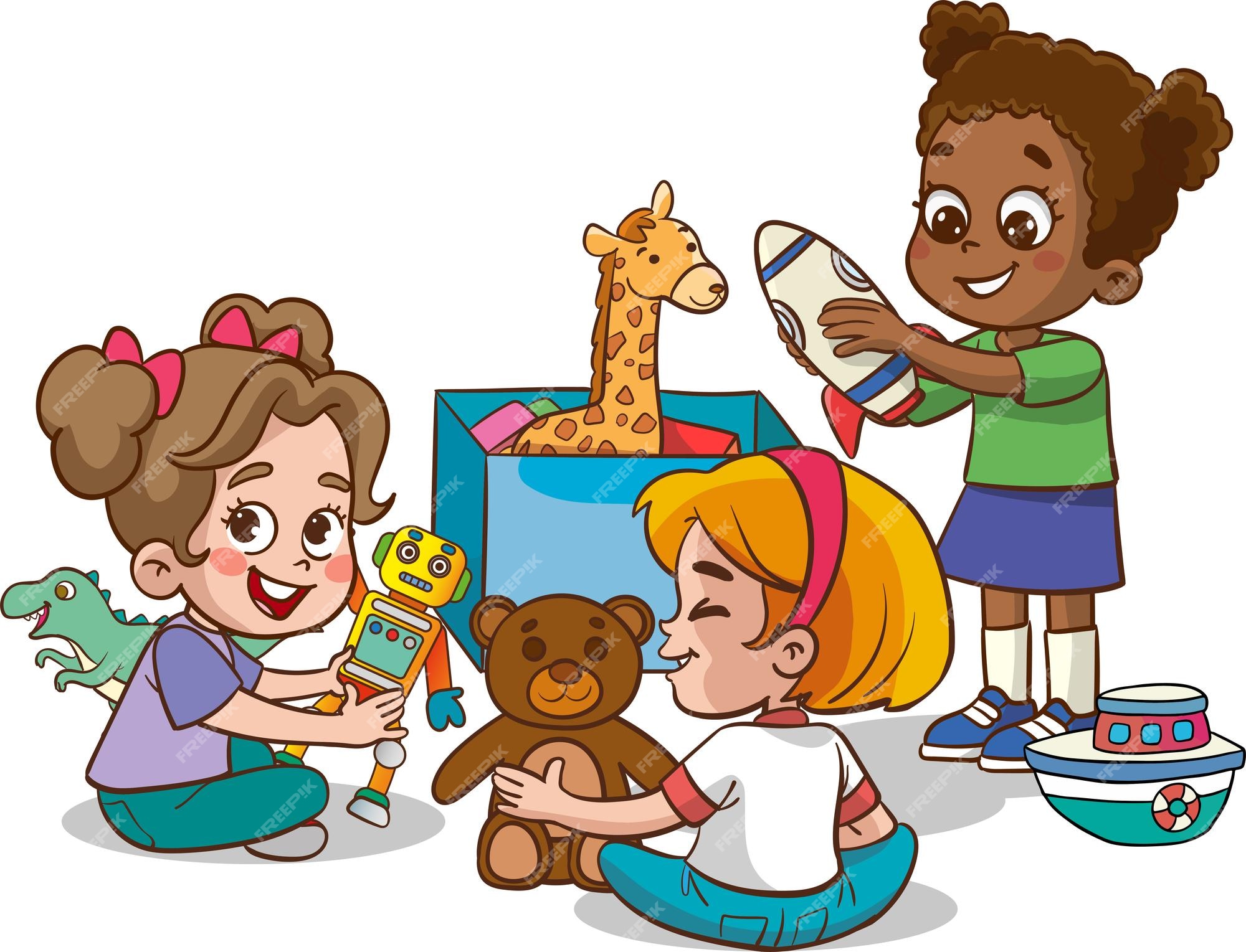 Premium Vector  Child playing with toys