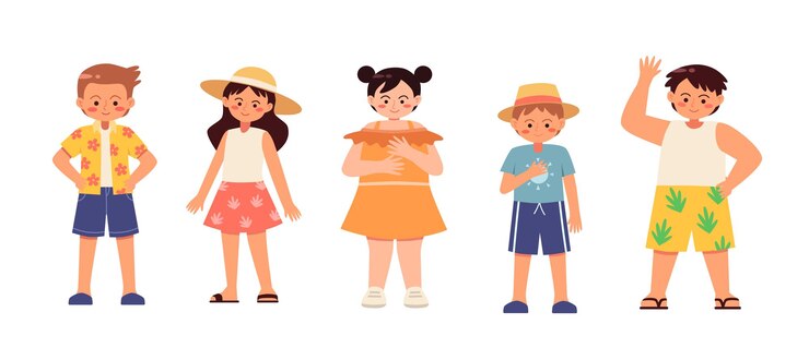 Cute kids in summer clothes