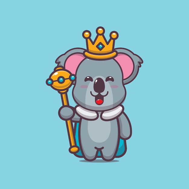 Vector cute king koala cartoon vector illustration