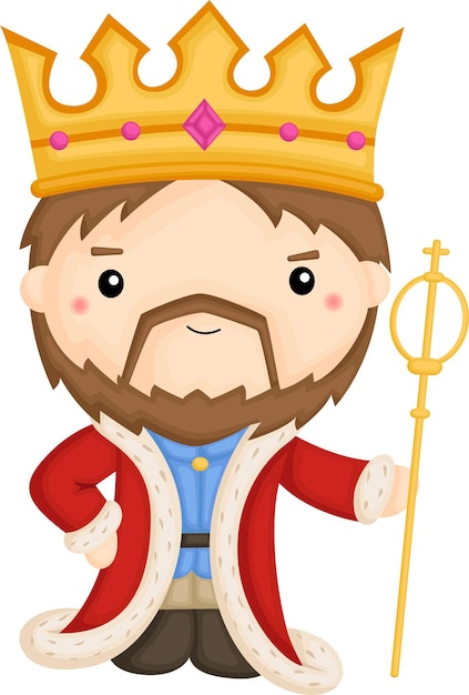 Vector cute king with his robe