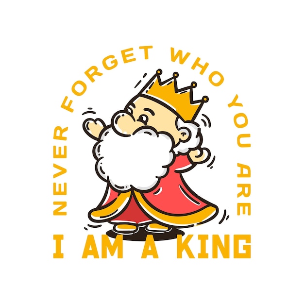 cute king with text cartoon vector illustration good for t shirt design and sticker
