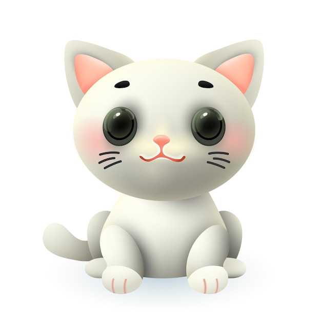 Cute kitten 3d illustration