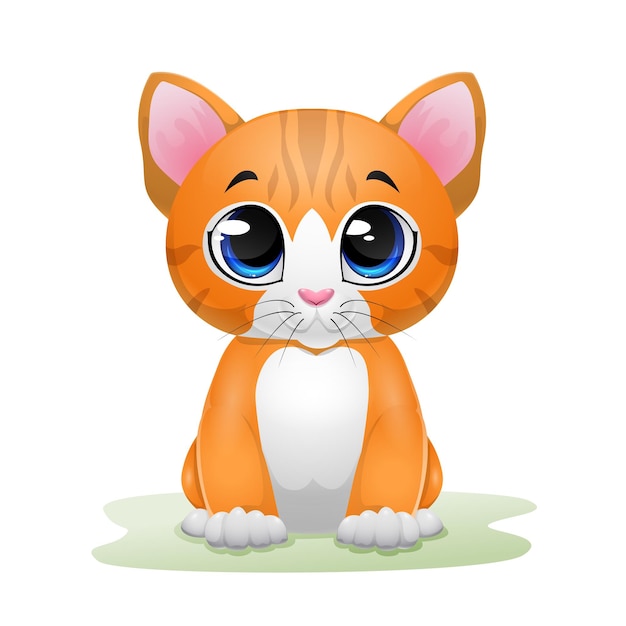 cute kitten cartoon sitting in the grass