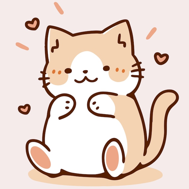 Vector cute kitten cat with heart icon