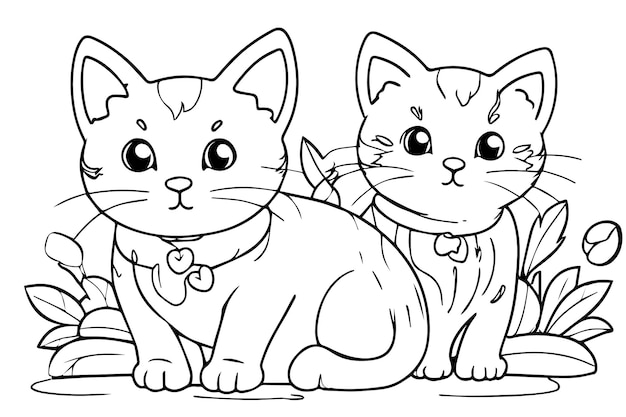 ベクトル 子供のための可愛い子猫のカラーページ カラーブックイラスト