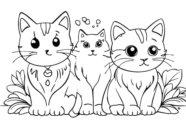 cute kitten coloring page for kids coloring book illustration