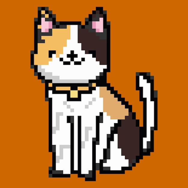 Vector cute kitten domestic pet pixel art