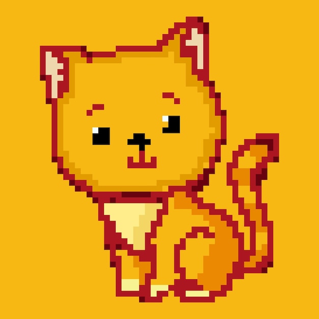 Cute kitten domestic pet pixel art