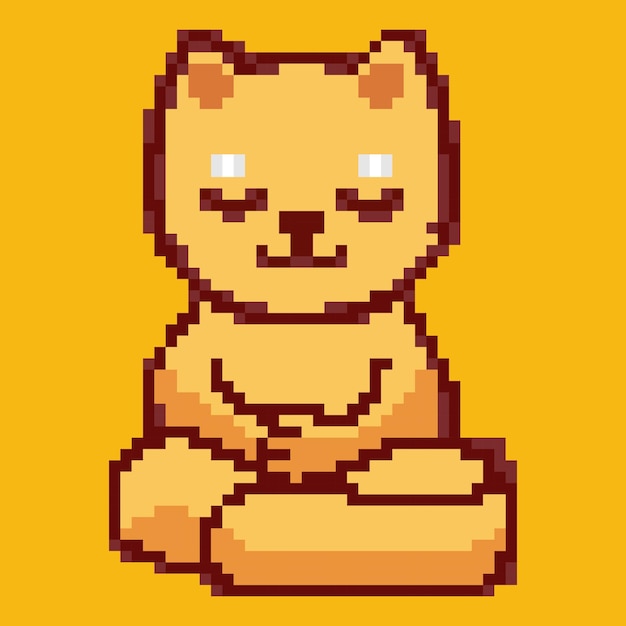 Cute kitten domestic pet pixel art