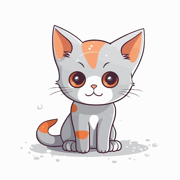 Cute kitten flat vector illustration cute kitten hand drawing isolated vector illustration