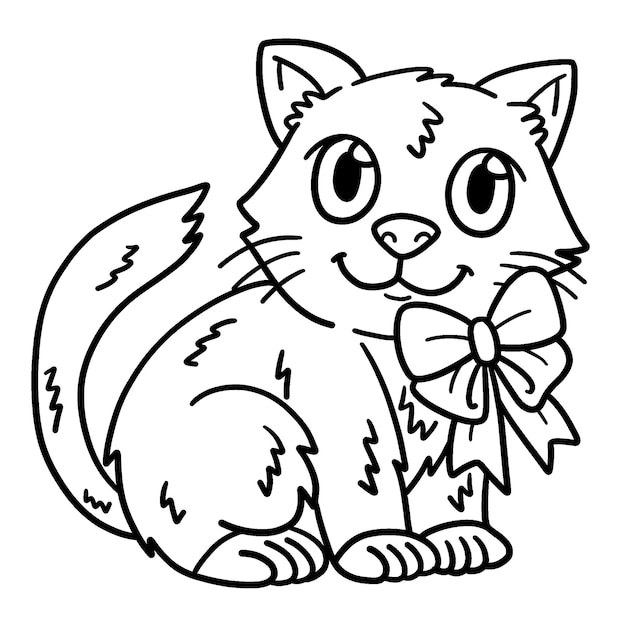 Cute Kitten Isolated Coloring Page for Kids