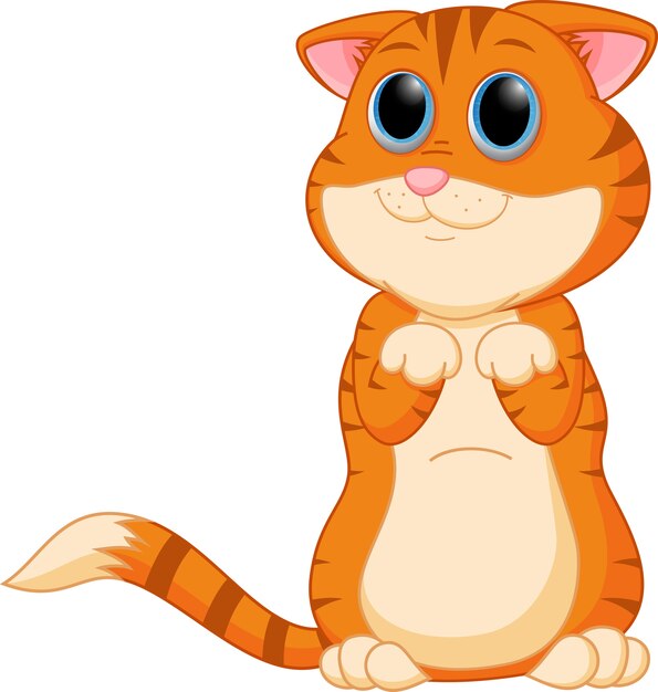 Vector cute kitten standing with big eyes