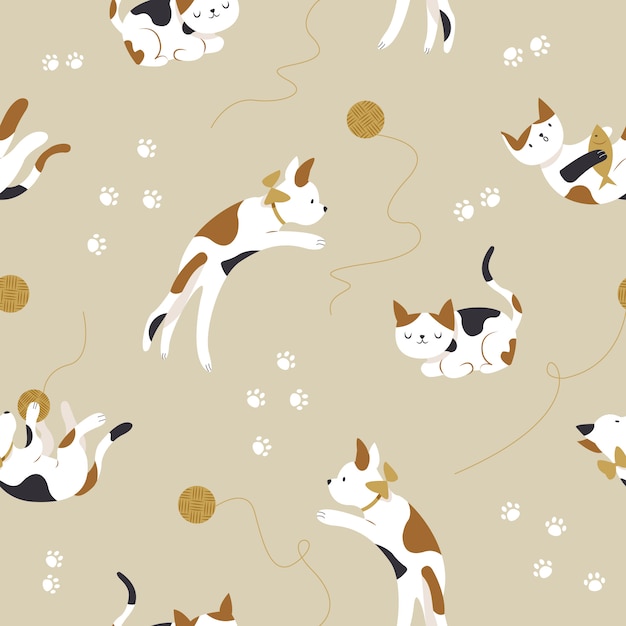 Cute kitties seamless pattern