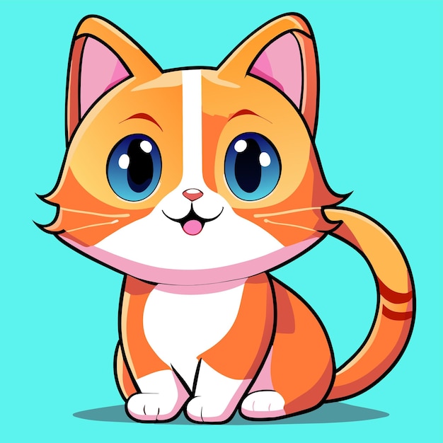 Cute kitty cat hand drawn cartoon sticker icon concept isolated illustration