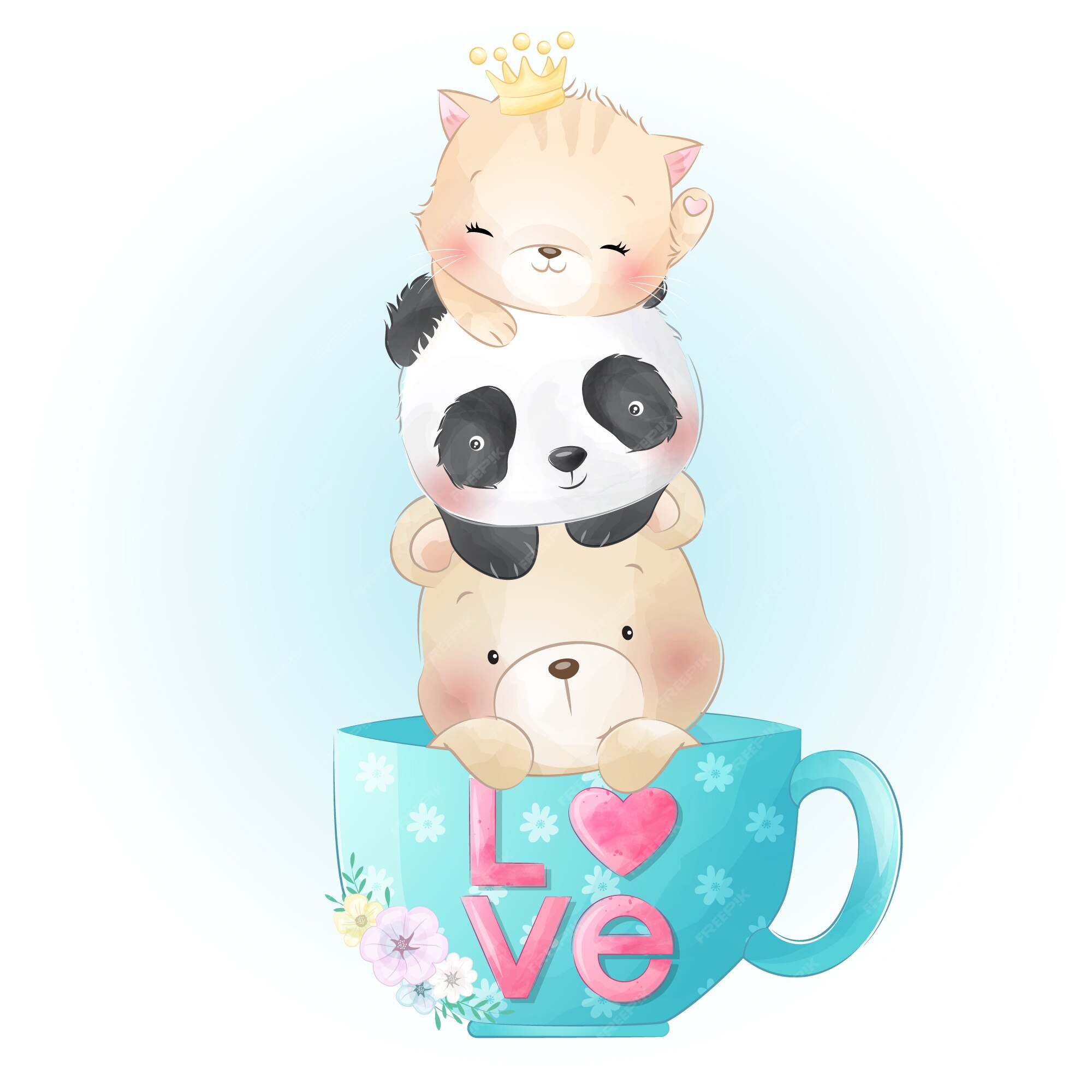 Cute Panda bear in cup drinking coffee tea cartoon teddy sweet dream Kawaii  animal zoo vector girly doodle 2373901 Vector Art at Vecteezy