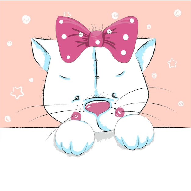 Симпатичный котенок Peeps мультфильм рисованной.