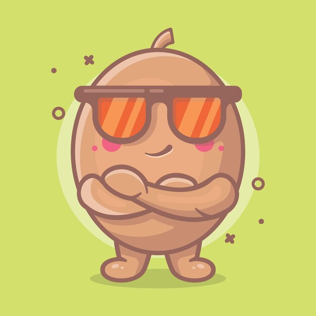 cute kiwi fruit character mascot with cool expression isolated cartoon in flat style design