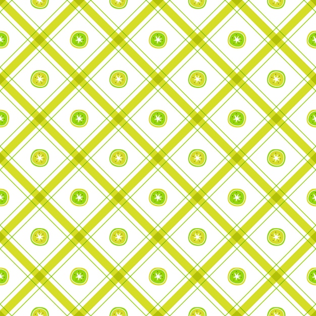 Cute Kiwi Half Fruit Element Gold Yellow Green Diagonal Checkered Plaid Scott Gingham Pattern BG