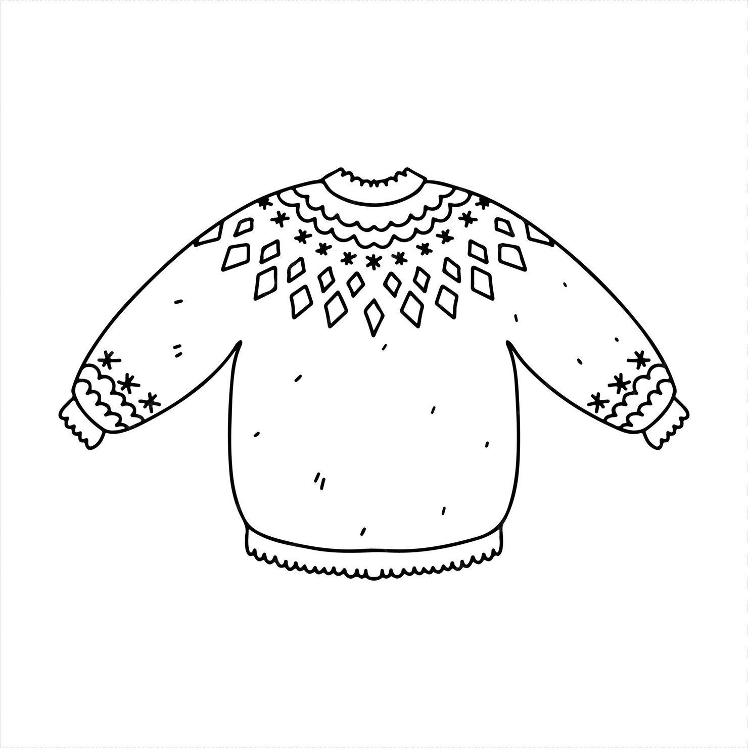 Premium Vector | Cute knitted lopapeysa sweater doodle style vector ...