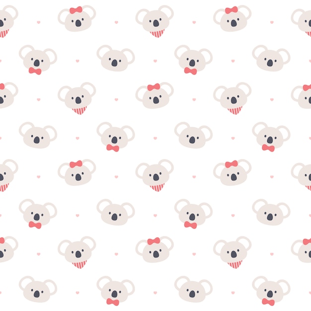 Vector cute koala bear seamless   pattern