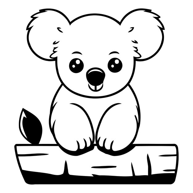 Cute koala bear sitting on a log Vector illustration