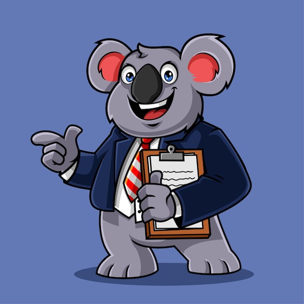 Cute koala business suit mascot vector illustration