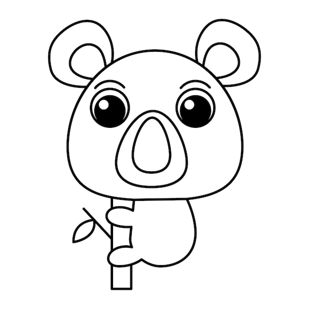 Cute koala cartoon coloring page illustration vector For kids coloring book