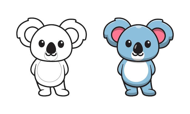 Cute koala cartoon coloring pages