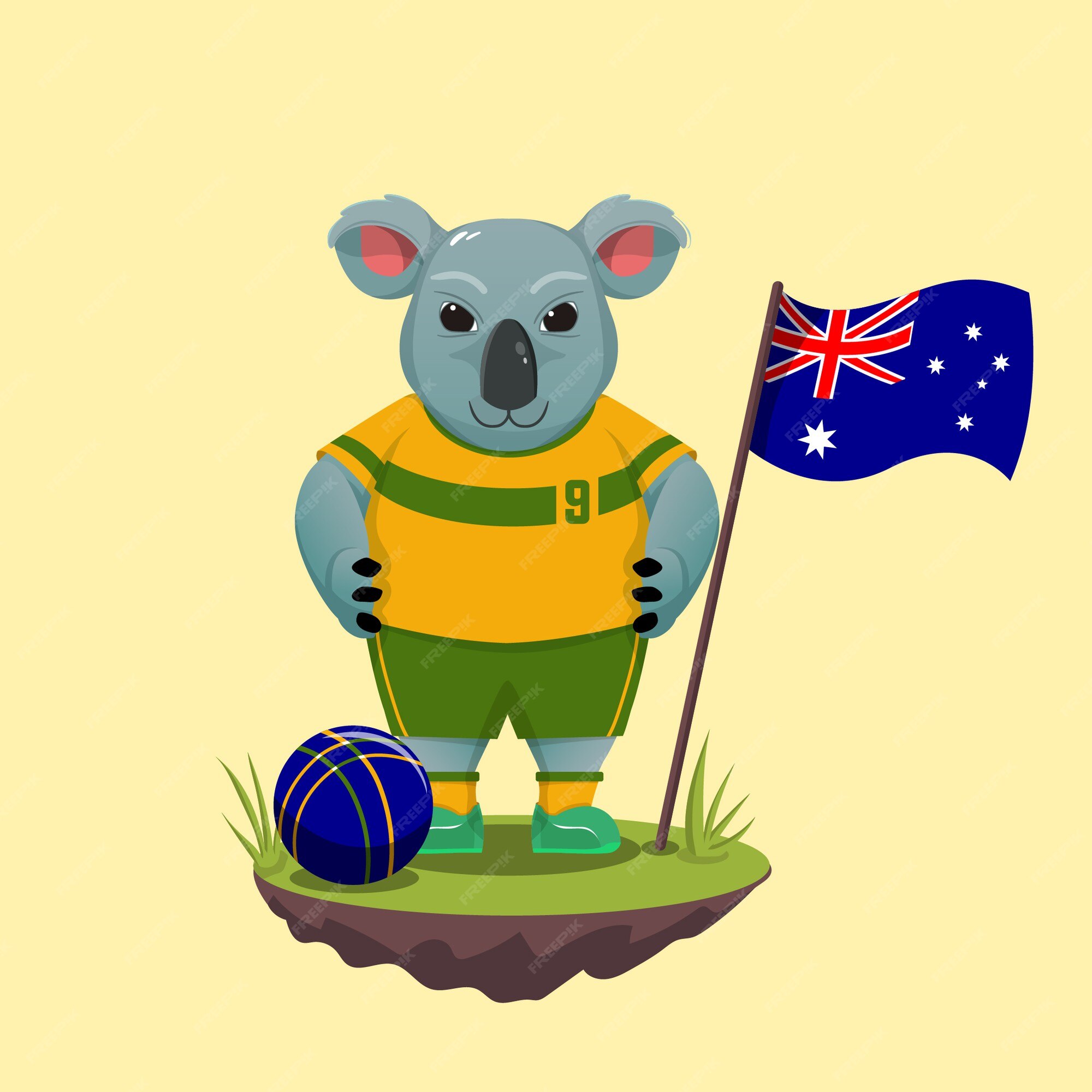 Premium Vector | Cute koala cartoon playing for australia football team. celebrating australian day Premium Vector | Cute koala cartoon playing for australia football team. celebrating australian day
