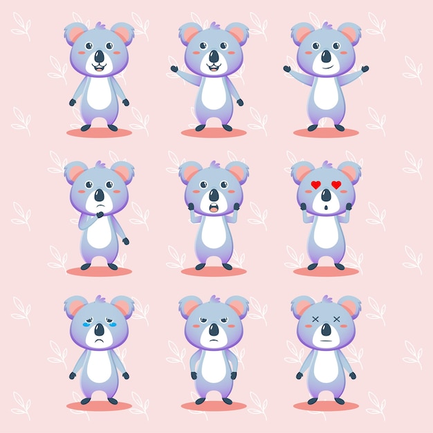 Simpatico pacchetto di personaggi koala