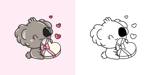 Милый коала Клипарт для раскраски страницы и иллюстрации Happy Mammal Illustration