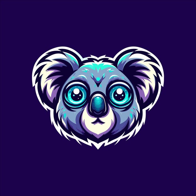 Cute koala face mascot logo design with modern illustration concept style for t shirt printing