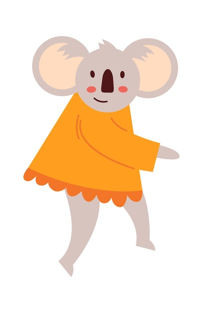 Cute koala in fancy dress flat icon Wild animal