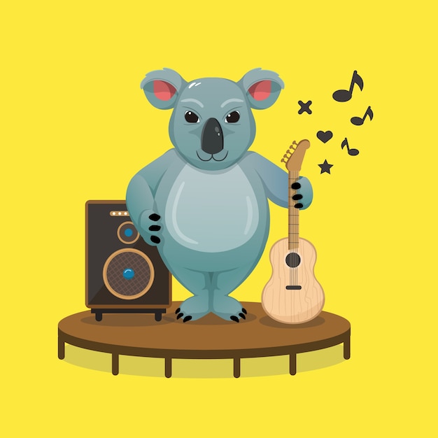 Koala sveglio che tiene una chitarra acustica nella celebrazione della giornata australiana