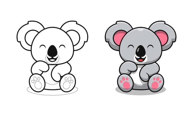 Cute koala is sitting cartoon coloring pages for kids