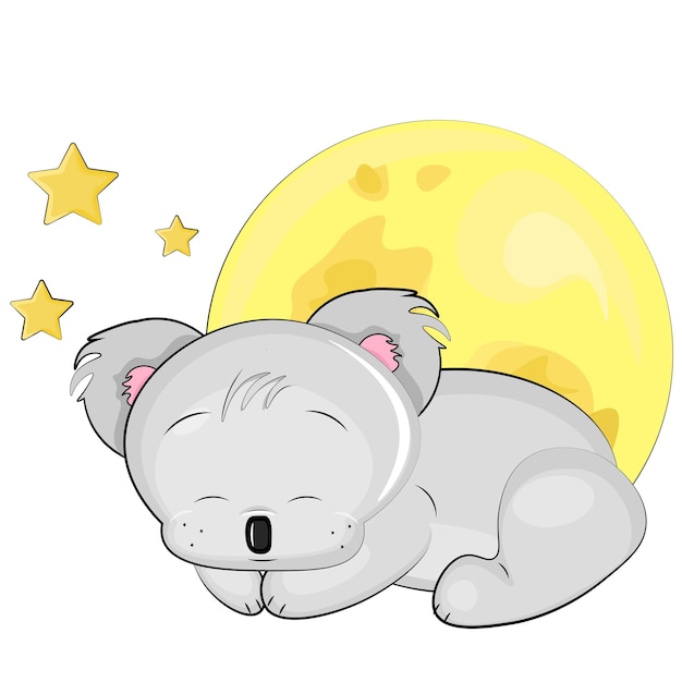 Cute koala on the moon