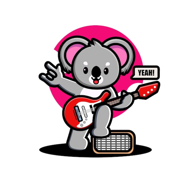 Cute koala playing guitar