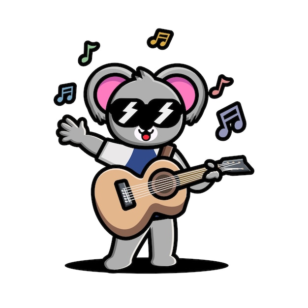 Cute koala playing guitar