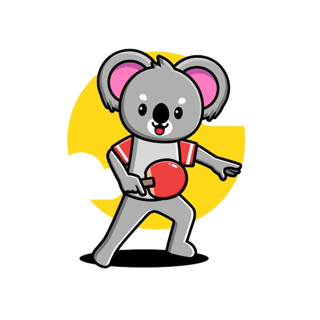 Cute koala playing table tennis