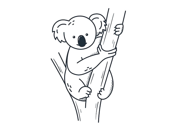 Cute koala simple illustration in doodle style