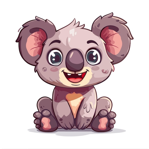 Vector cute koala sitting on white background vector cartoon illustration