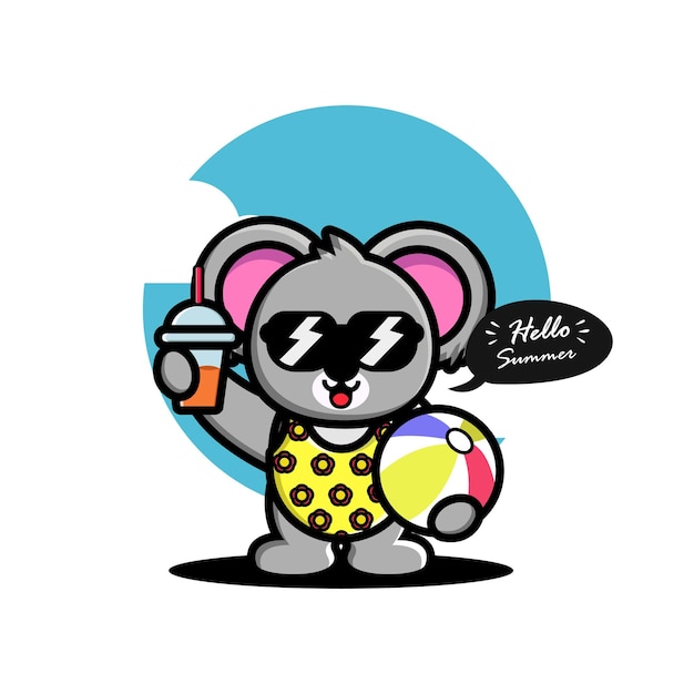 Cute koala summer vector illustration