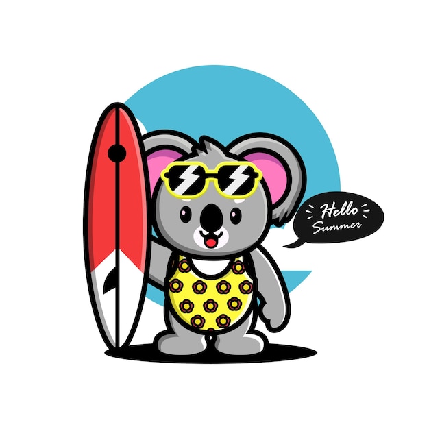 Cute koala summer vector illustration